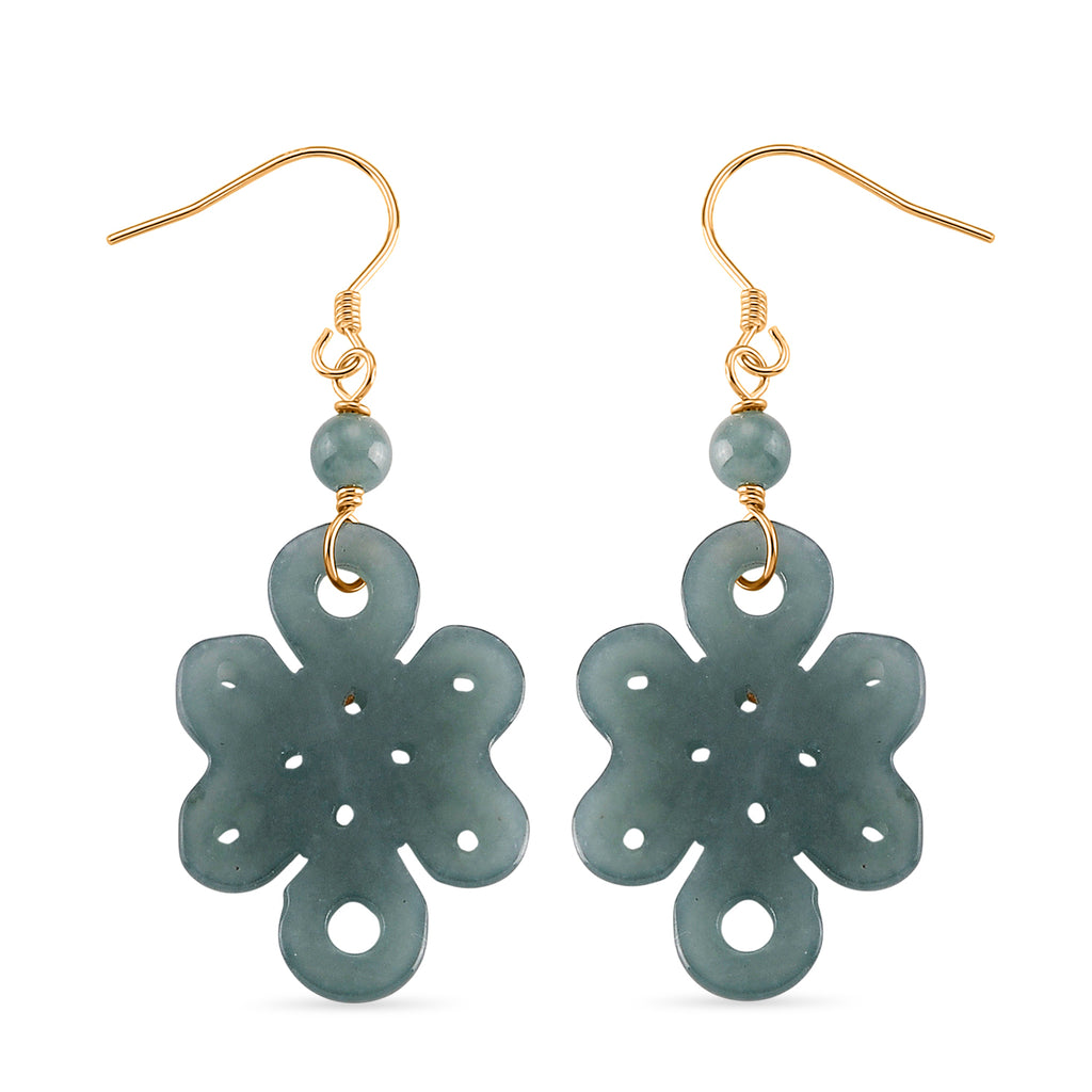 D'Joy - Natural Olmec Jade Earring with Hook in Yellow Gold Plated Sterling Silver 20.00 Ct._8613012_3