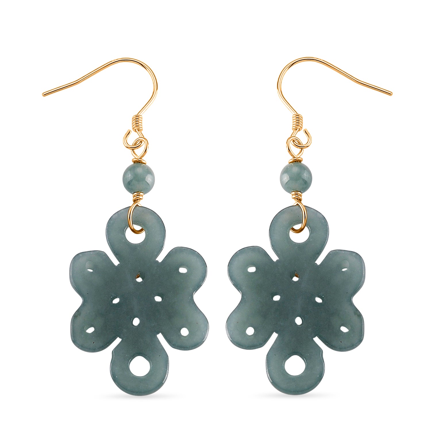 D'Joy - Natural Olmec Jade Earring with Hook in Yellow Gold Plated Sterling Silver 20.00 Ct. 8613012 4
