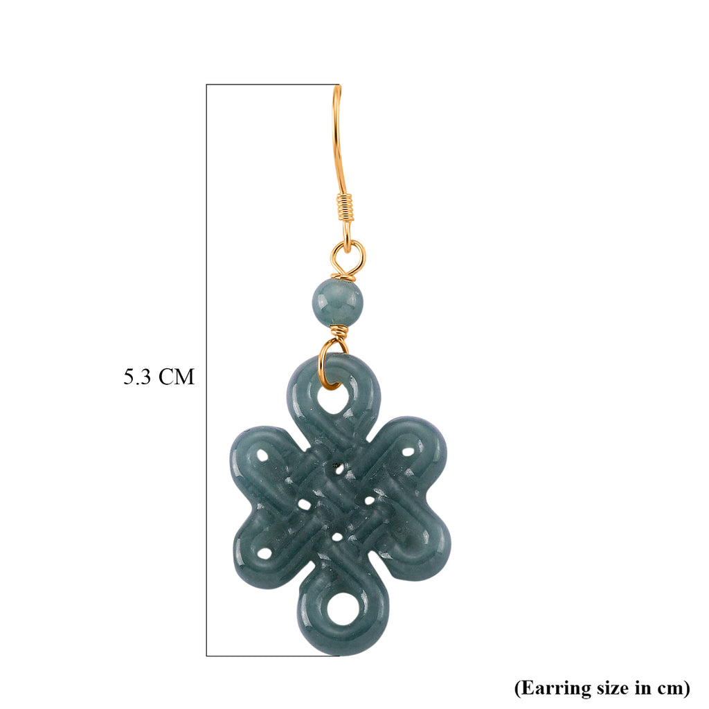 D'Joy - Natural Olmec Jade Earring with Hook in Yellow Gold Plated Sterling Silver 20.00 Ct._8613012_4