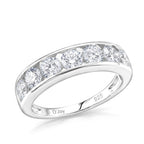 D'Joy - GRA Certified Moissanite 7 Stone Ring in Rhodium Overlay Sterling Silver 1.68 Ct._8613021