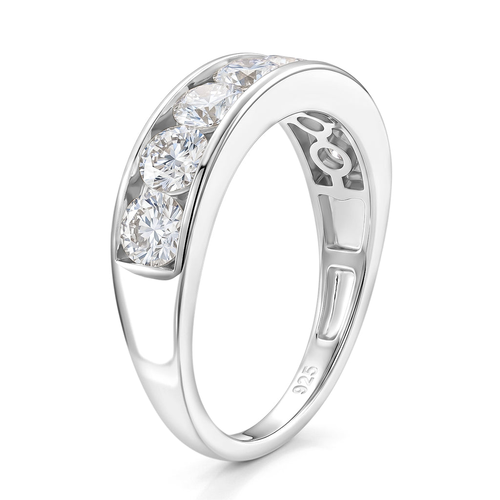 D'Joy - GRA Certified Moissanite 7 Stone Ring in Rhodium Overlay Sterling Silver 1.68 Ct._8613021_3