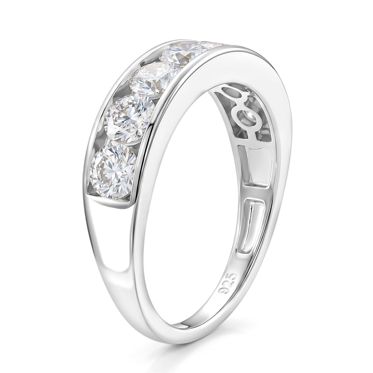 D'Joy - GRA Certified Moissanite 7 Stone Ring in Rhodium Overlay Sterling Silver 1.68 Ct. V32518637 4