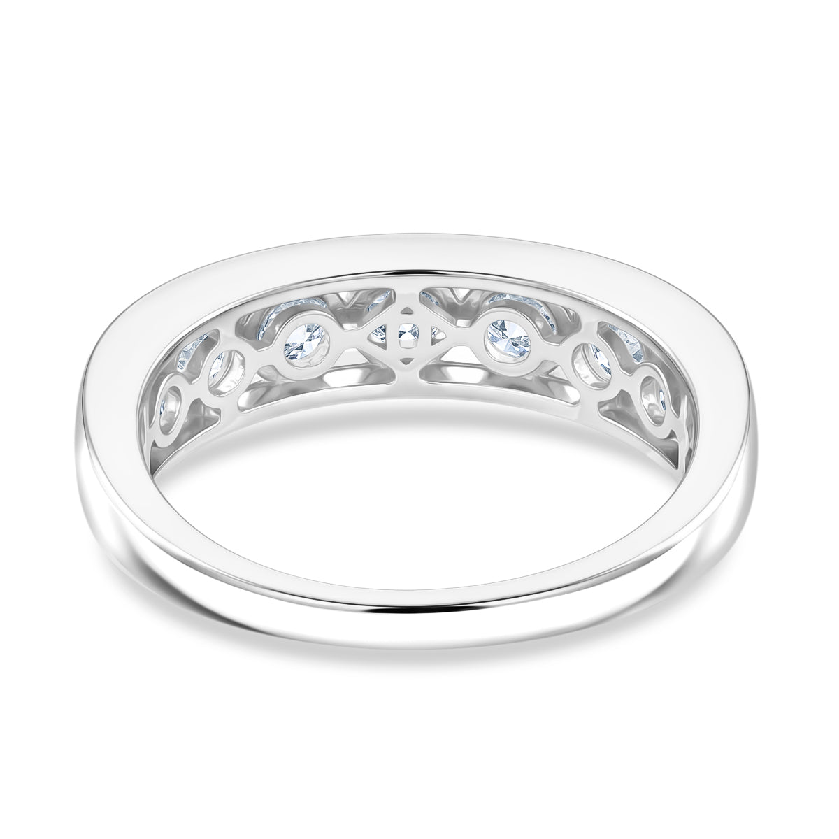 D'Joy - GRA Certified Moissanite 7 Stone Ring in Rhodium Overlay Sterling Silver 1.68 Ct. V32518637 5