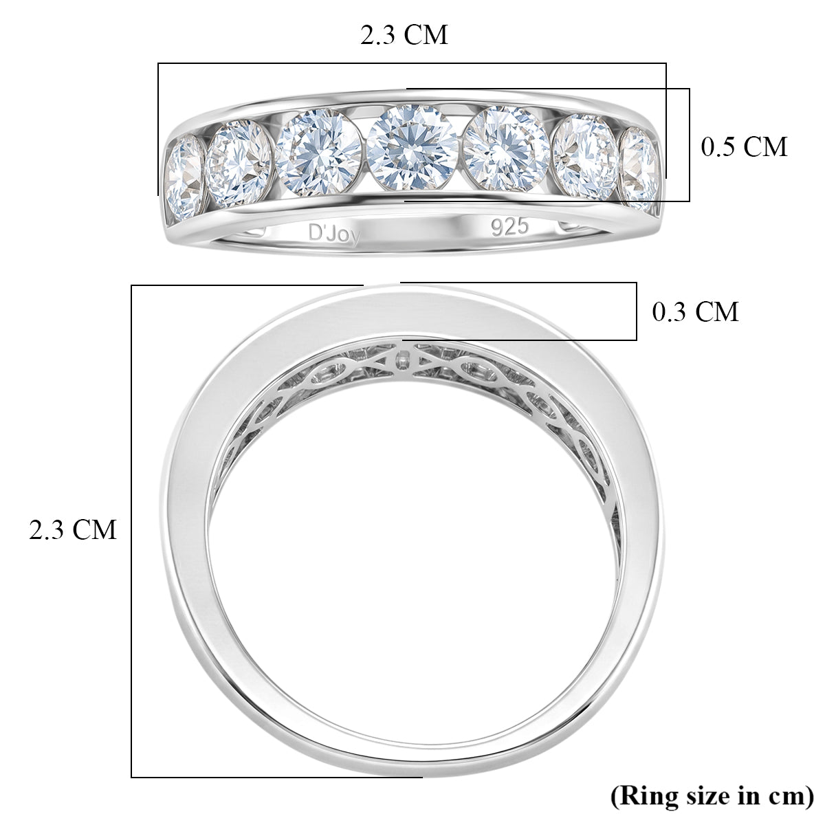 D'Joy - GRA Certified Moissanite 7 Stone Ring in Rhodium Overlay Sterling Silver 1.68 Ct. V32518637 6