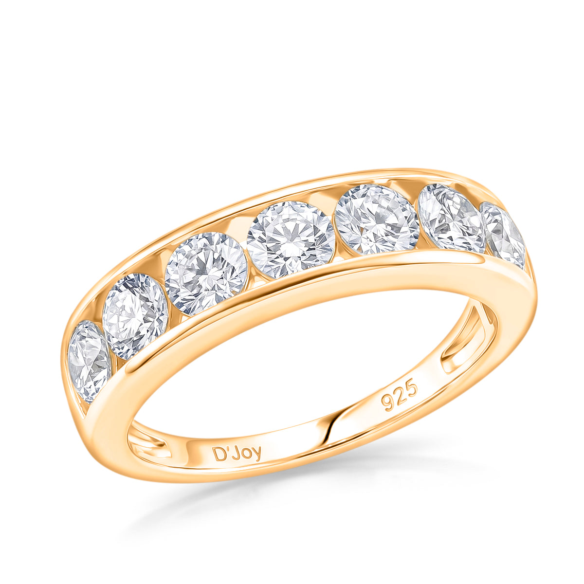 D'Joy - GRA Certified (D-VVS1) Moissanite 7 Stone Ring in Yellow Gold Plated Sterling Silver 1.68 Ct. 8613025 0