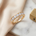 D'Joy - GRA Certified (D-VVS1) Moissanite 7 Stone Ring in Yellow Gold Plated Sterling Silver 1.68 Ct._8613025_2
