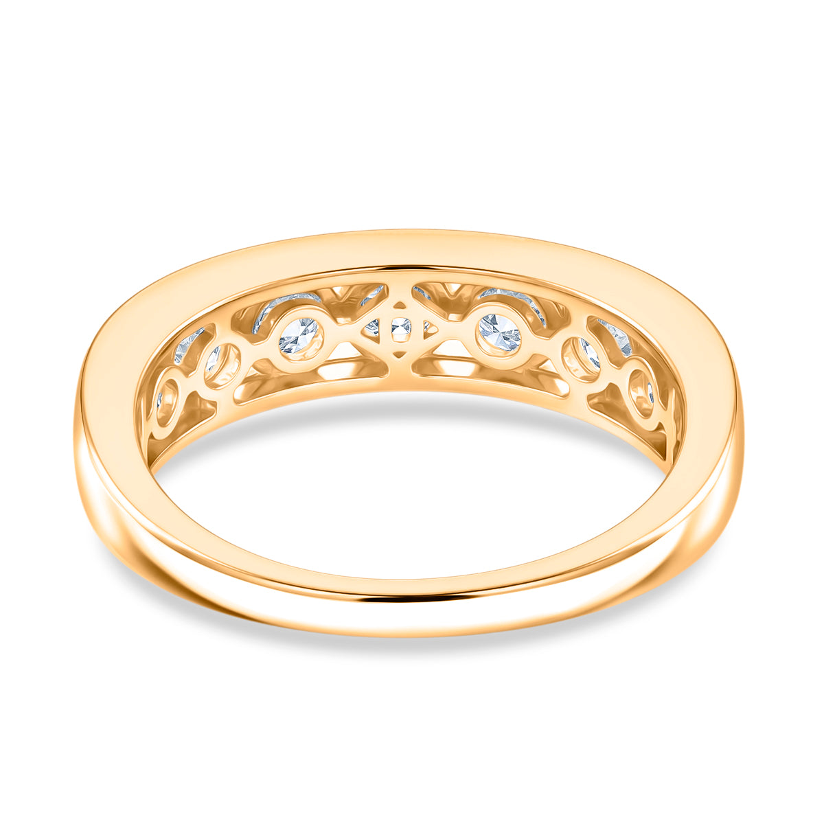 D'Joy - GRA Certified (D-VVS1) Moissanite 7 Stone Ring in Yellow Gold Plated Sterling Silver 1.68 Ct. 8613025 5