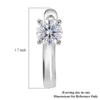 D'Joy - GRA Certified (D-VVS1) Moissanite Solitaire Huggie Earring with Clasp in Rhodium Overlay Sterling Silver_8613039_5