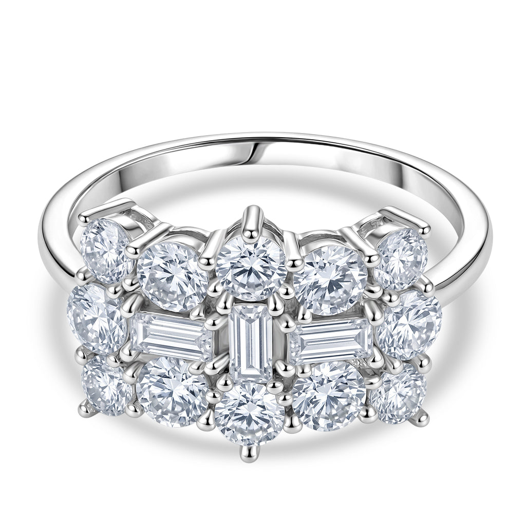 D'Joy - GRA Certified (D-VVS1) Moissanite Boat Ring in Rhodium Overlay Sterling Silver 2.00 Ct._8613042