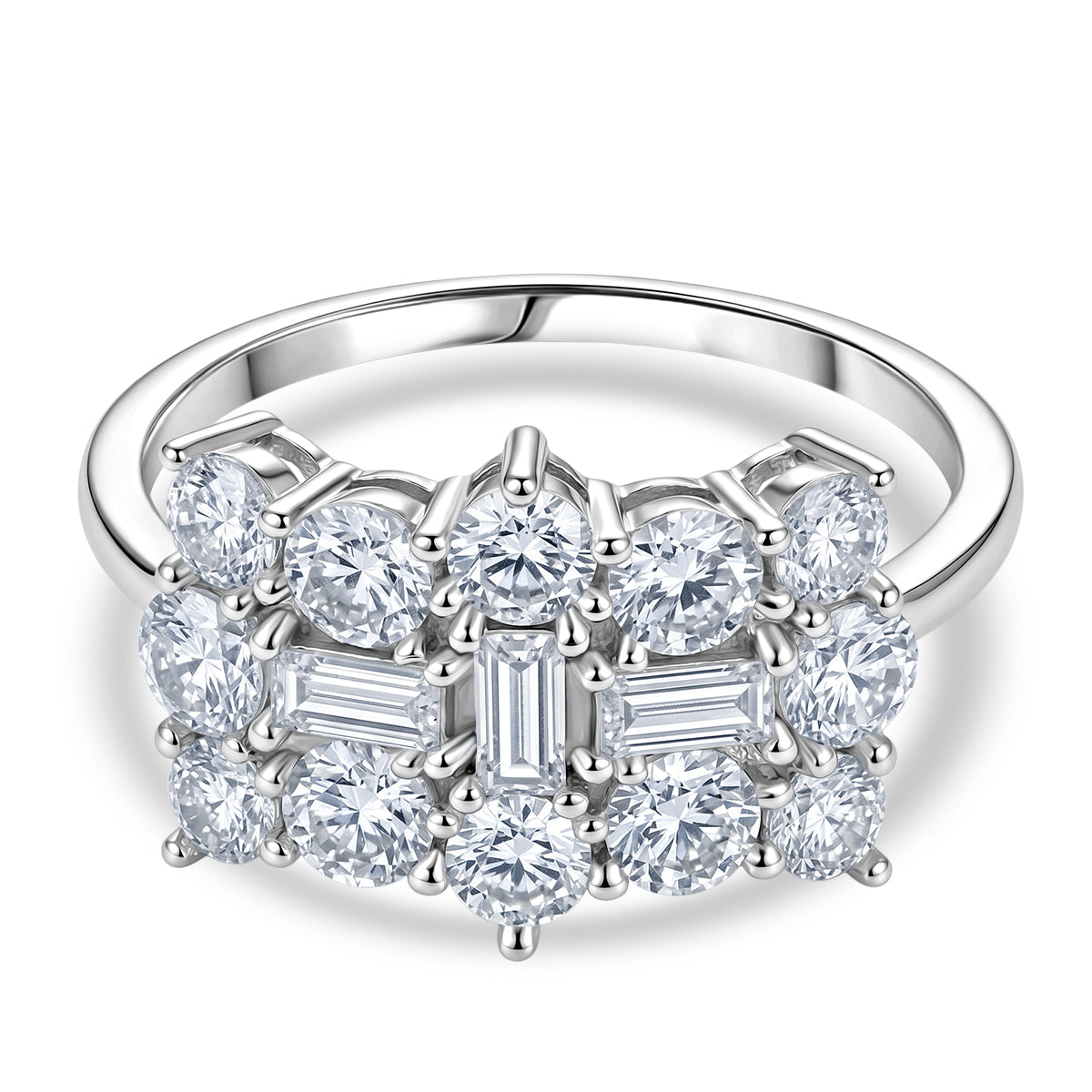 D'Joy - GRA Certified (D-VVS1) Moissanite Boat Ring in Rhodium Overlay Sterling Silver 2.00 Ct. 8613042 0