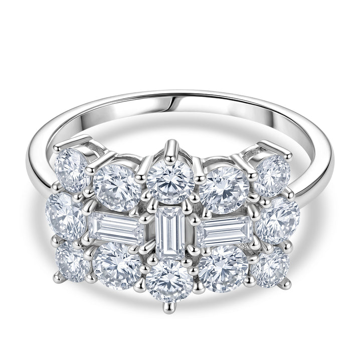 D'Joy - GRA Certified (D-VVS1) Moissanite Boat Ring in Rhodium Overlay Sterling Silver 2.00 Ct. 8613042 1