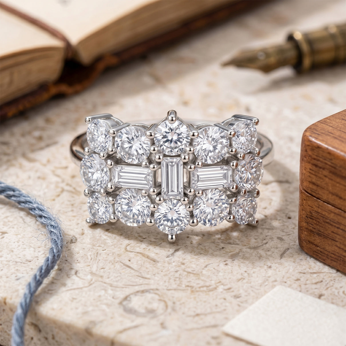 D'Joy - GRA Certified (D-VVS1) Moissanite Boat Ring in Rhodium Overlay Sterling Silver 2.00 Ct. 8613042 3