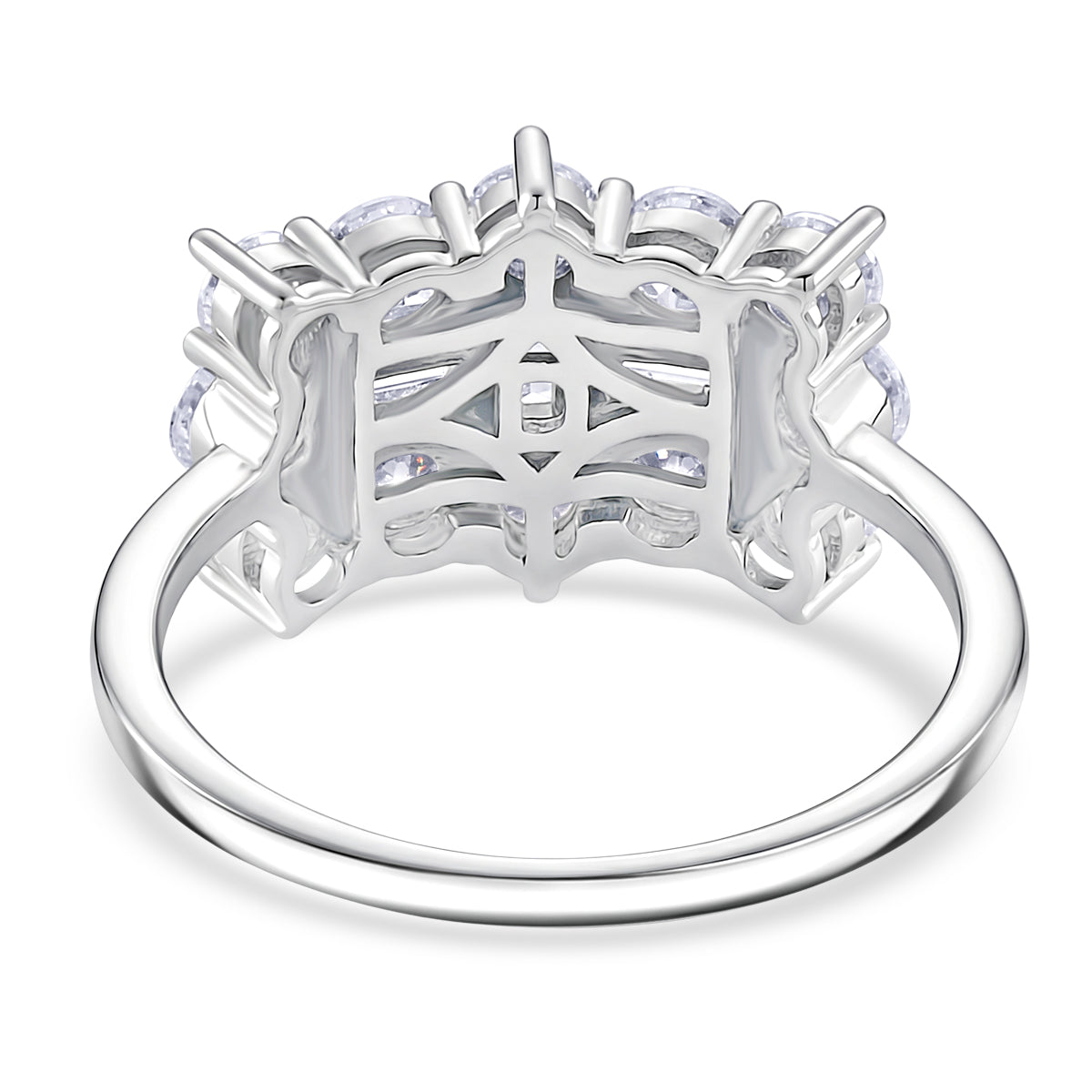 D'Joy - GRA Certified (D-VVS1) Moissanite Boat Ring in Rhodium Overlay Sterling Silver 2.00 Ct. 8613042 5