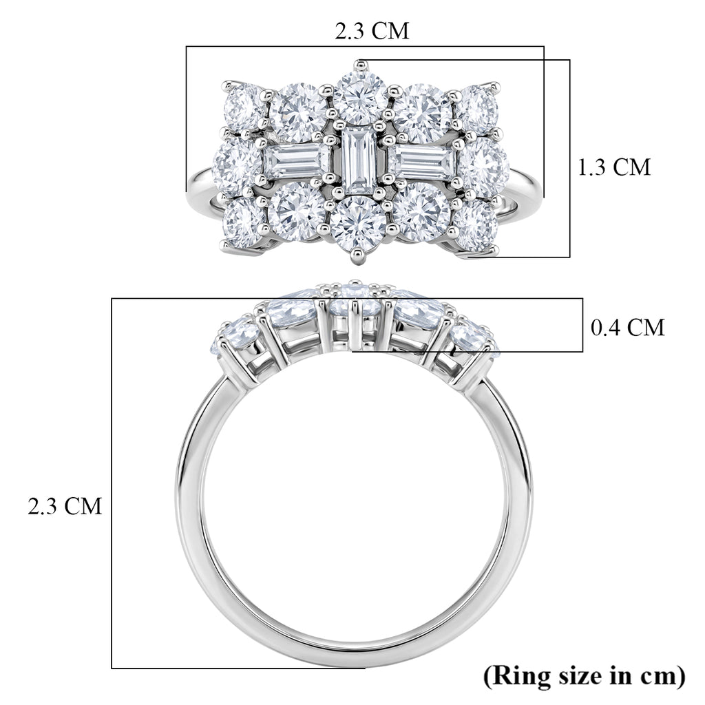 D'Joy - GRA Certified (D-VVS1) Moissanite Boat Ring in Rhodium Overlay Sterling Silver 2.00 Ct._8613042_5