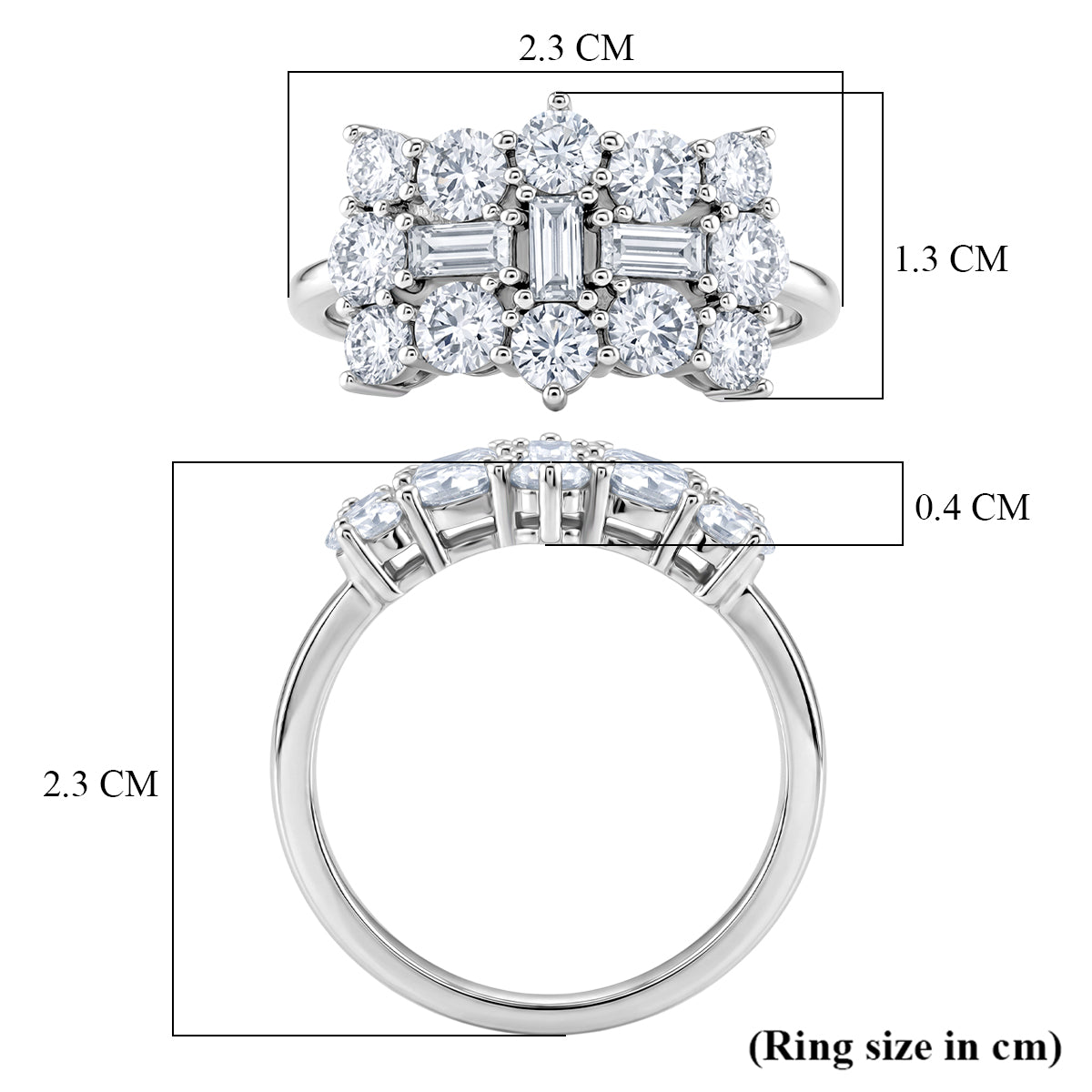 D'Joy - GRA Certified (D-VVS1) Moissanite Boat Ring in Rhodium Overlay Sterling Silver 2.00 Ct. 8613042 6