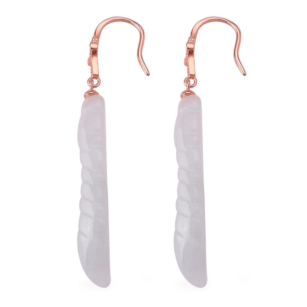 D'Joy - White Jade & Cubic Zirconia Cross Earring with Hook in Rose Gold Plated Sterling Silver 50.00 Ct._8613044_3