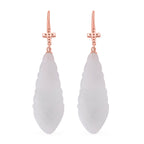 D'Joy - White Jade & Cubic Zirconia Cross Earring with Hook in Rose Gold Plated Sterling Silver 50.00 Ct._8613044_4