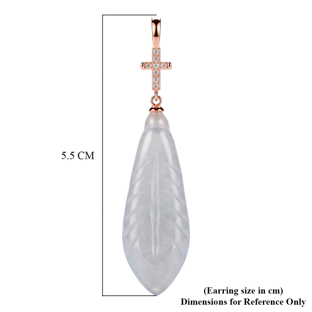 D'Joy - White Jade & Cubic Zirconia Cross Earring with Hook in Rose Gold Plated Sterling Silver 50.00 Ct._8613044_5