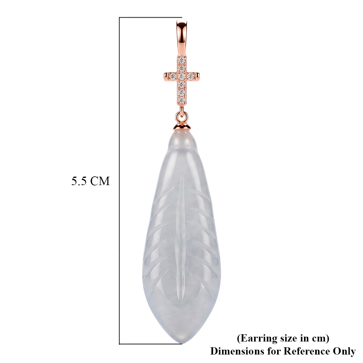 D'Joy - White Jade &amp; Cubic Zirconia Cross Earring with Hook in Rose Gold Plated Sterling Silver 50.00 Ct. V32491084 6