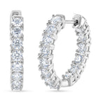 D'Joy - GRA Certified (D-VVS1) Moissanite Full Hoop Earring with Clasp in Rhodium Overlay Sterling Silver 2.80 Ct._8613065