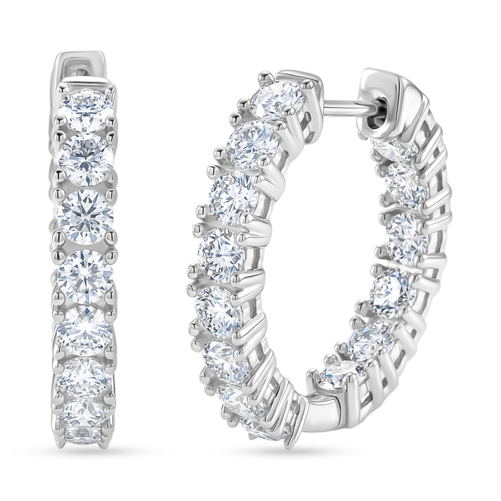 D'Joy - GRA Certified (D-VVS1) Moissanite Full Hoop Earring with Clasp in Rhodium Overlay Sterling Silver 2.80 Ct. 8613065 1
