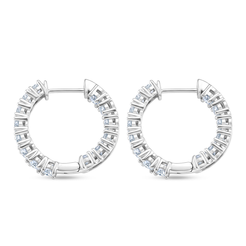 D'Joy - GRA Certified (D-VVS1) Moissanite Full Hoop Earring with Clasp in Rhodium Overlay Sterling Silver 2.80 Ct._8613065_3