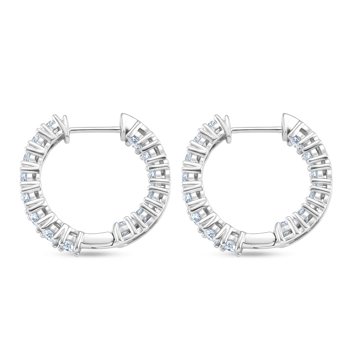 D'Joy - GRA Certified (D-VVS1) Moissanite Full Hoop Earring with Clasp in Rhodium Overlay Sterling Silver 2.80 Ct. V32523334 4