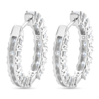D'Joy - GRA Certified (D-VVS1) Moissanite Full Hoop Earring with Clasp in Rhodium Overlay Sterling Silver 2.80 Ct._8613065_4