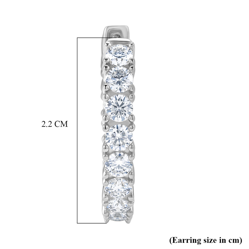 D'Joy - GRA Certified (D-VVS1) Moissanite Full Hoop Earring with Clasp in Rhodium Overlay Sterling Silver 2.80 Ct._8613065_5