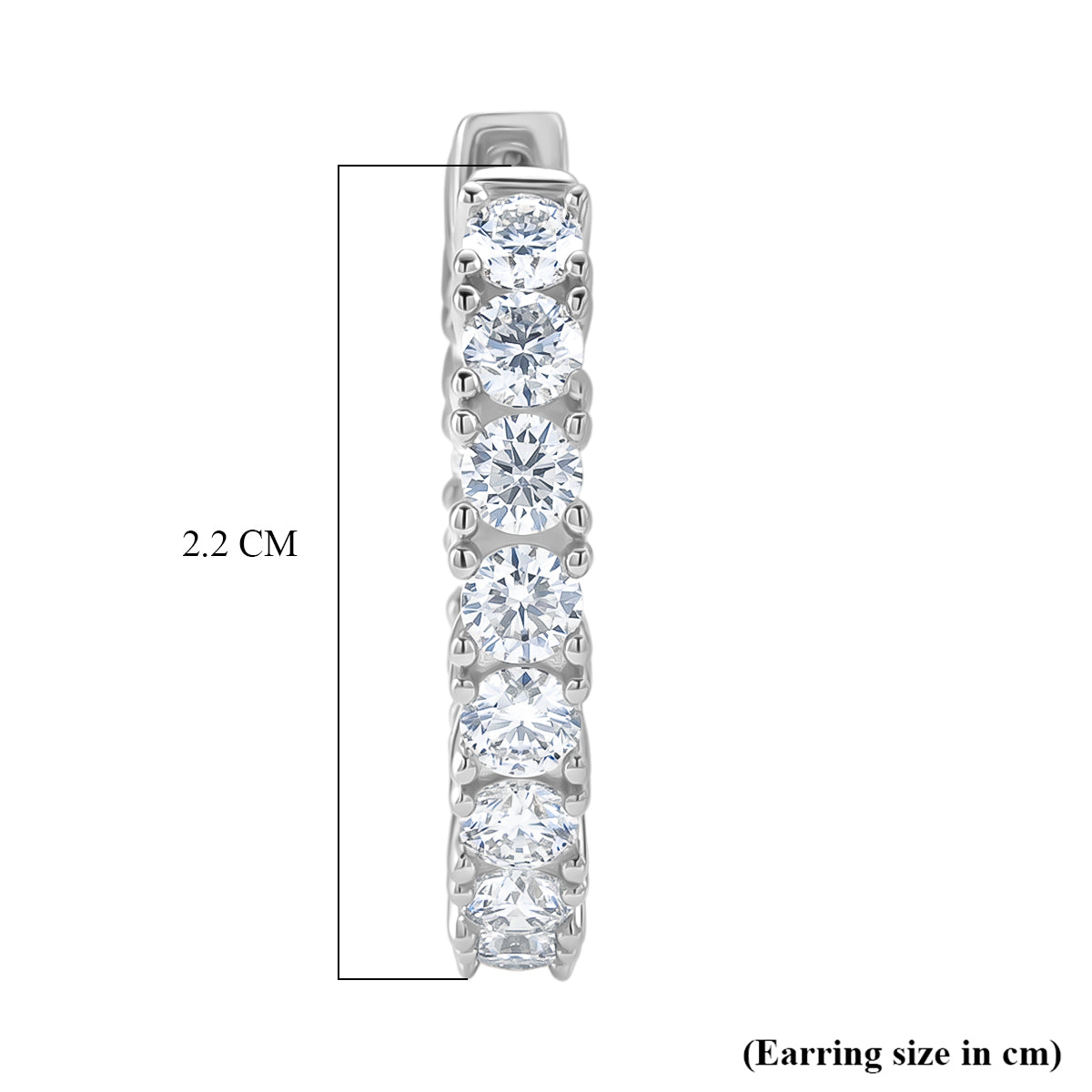 D'Joy - GRA Certified (D-VVS1) Moissanite Full Hoop Earring with Clasp in Rhodium Overlay Sterling Silver 2.80 Ct. V32523334 6