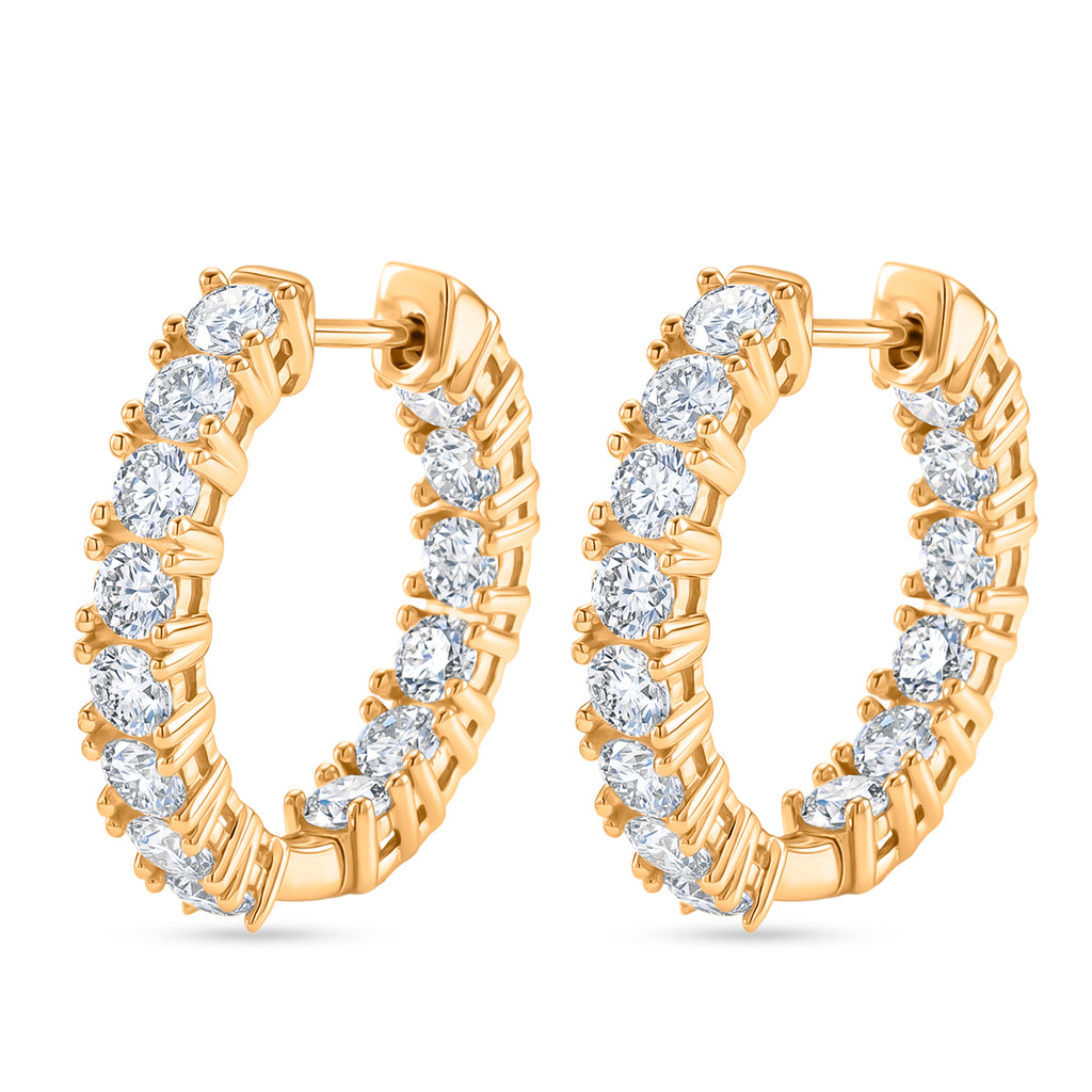 D'Joy - GRA Certified Moissanite Full Hoop Earring with Clasp in Yellow Gold Plated Sterling Silver 2.80 Ct._8613066
