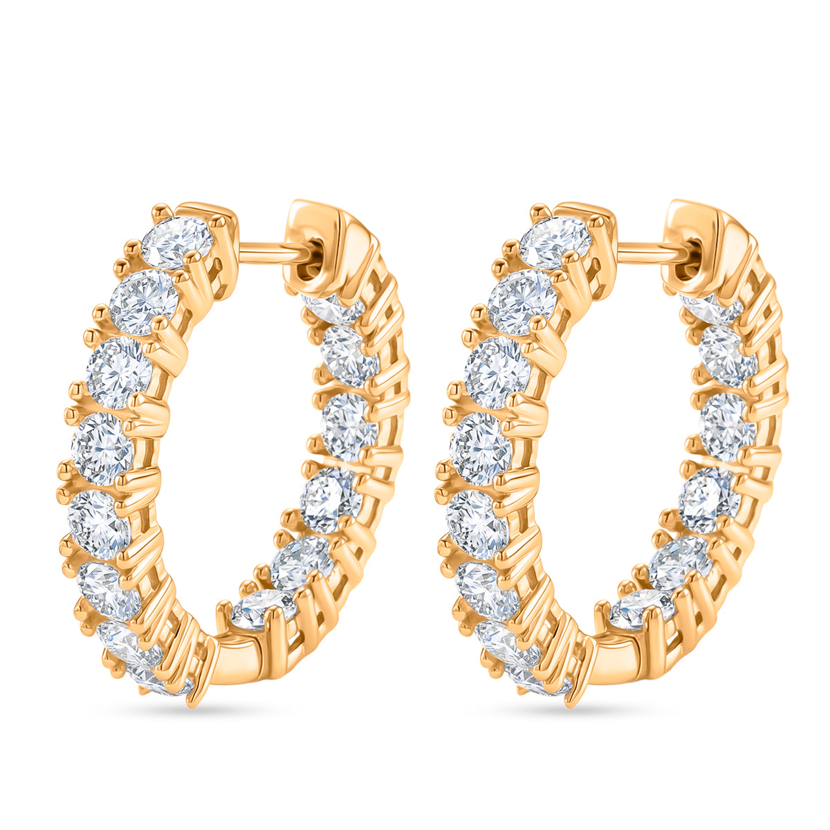 D'Joy - GRA Certified Moissanite Full Hoop Earring with Clasp in Yellow Gold Plated Sterling Silver 2.80 Ct. V32550822 0