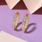 D'Joy - GRA Certified Moissanite Full Hoop Earring with Clasp in Yellow Gold Plated Sterling Silver 2.80 Ct._8613066_2