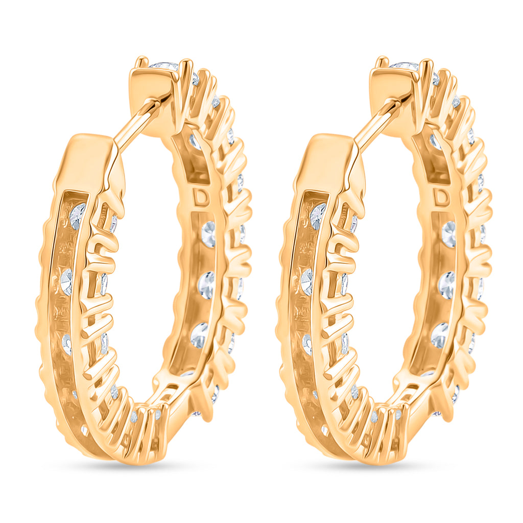 D'Joy - GRA Certified Moissanite Full Hoop Earring with Clasp in Yellow Gold Plated Sterling Silver 2.80 Ct._8613066_4