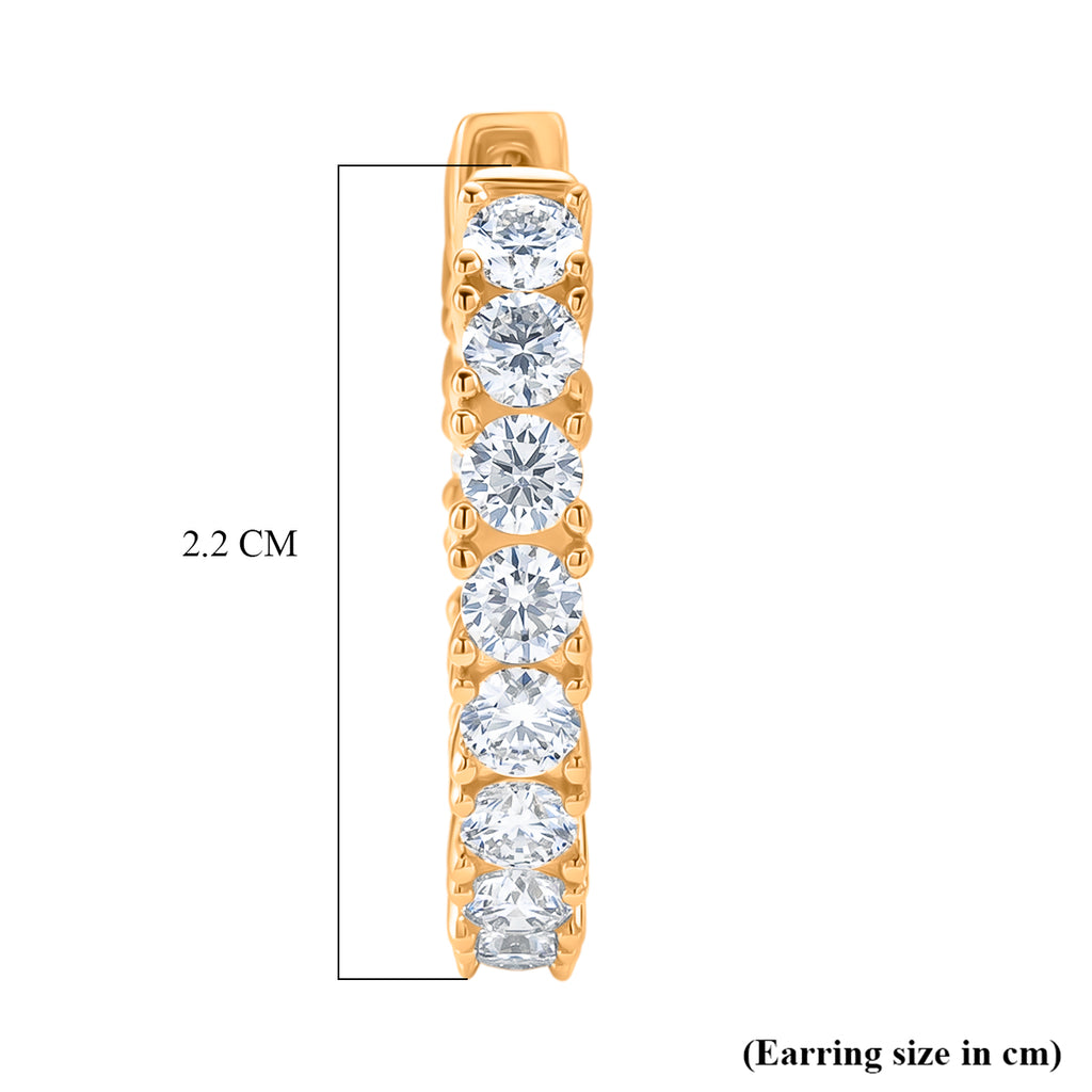 D'Joy - GRA Certified Moissanite Full Hoop Earring with Clasp in Yellow Gold Plated Sterling Silver 2.80 Ct._8613066_5