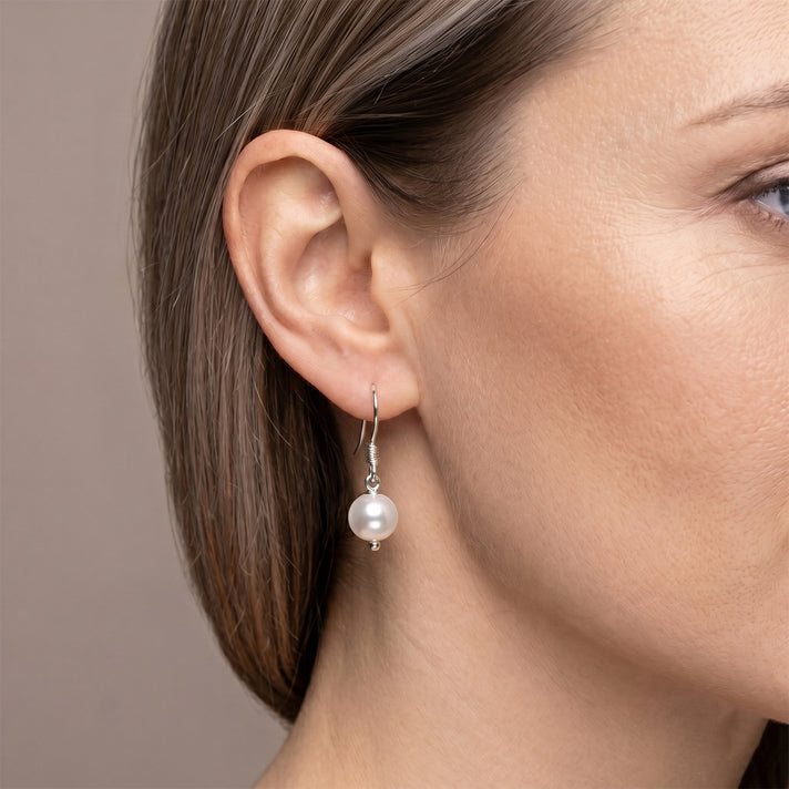 Close Out Deal - Japanese Akoya Pearl Beads Earring with Hook in Rhodium Overlay Sterling Silver 8613067 2