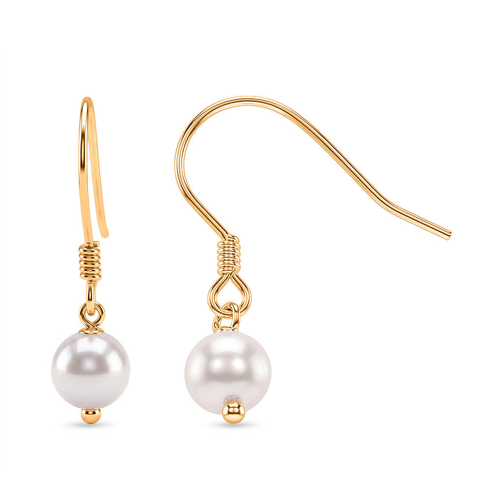 Close Out Deal - Japanese Akoya Pearl Beads Earring with Hook in Yellow Gold Plated Sterling Silver_8613068