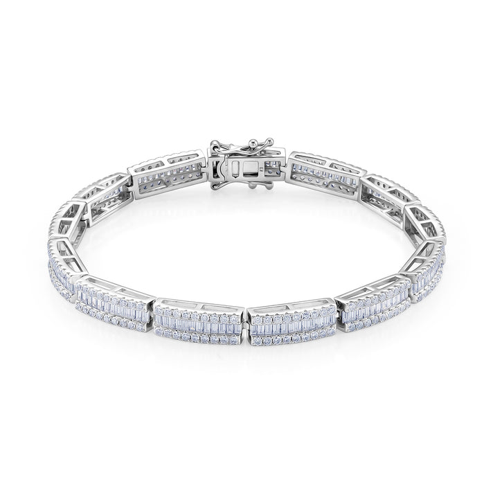 D'Joy - GRA Certified Moissanite Tennis Bracelet (Size - 7) in Rhodium Overlay Sterling Silver 5.60 Ct, Silver Wt. 12.50 Gms 8613105 1