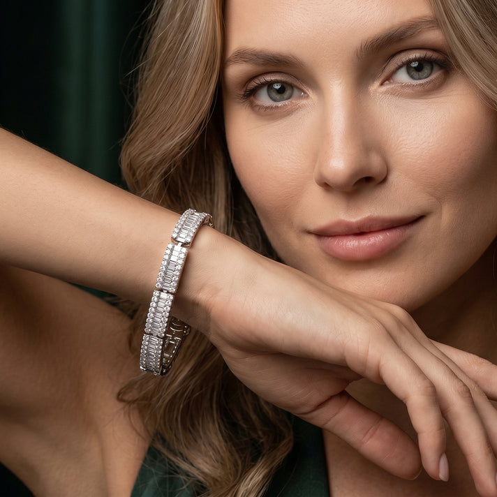 D'Joy - GRA Certified Moissanite Tennis Bracelet (Size - 7) in Rhodium Overlay Sterling Silver 5.60 Ct, Silver Wt. 12.50 Gms 8613105 2