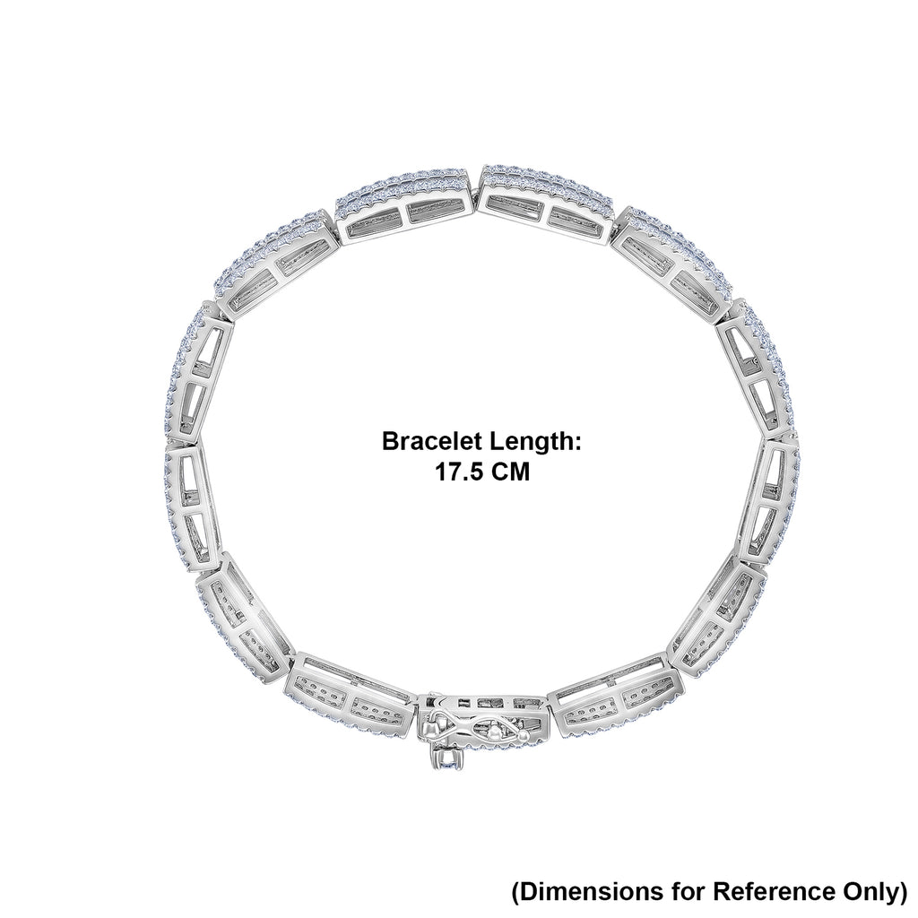 D'Joy - GRA Certified Moissanite Tennis Bracelet (Size - 7) in Rhodium Overlay Sterling Silver 5.60 Ct, Silver Wt. 12.50 Gms_8613105_4