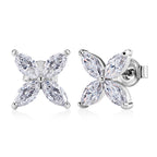 D'Joy - GRA Certified (D-VVS1) Moissanite Floral Earring with Push Back in Rhodium Overlay Sterling Silver 2.00 Ct._8613169