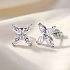 D'Joy - GRA Certified (D-VVS1) Moissanite Floral Earring with Push Back in Rhodium Overlay Sterling Silver 2.00 Ct._8613169_2