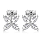 D'Joy - GRA Certified (D-VVS1) Moissanite Floral Earring with Push Back in Rhodium Overlay Sterling Silver 2.00 Ct._8613169_3