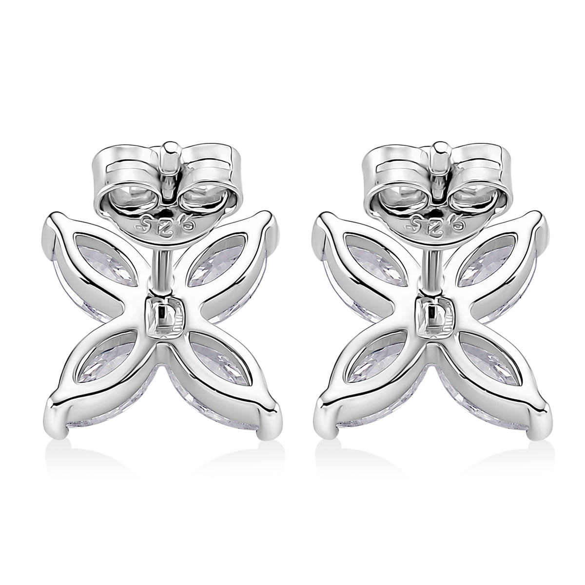 D'Joy - GRA Certified (D-VVS1) Moissanite Floral Earring with Push Back in Rhodium Overlay Sterling Silver 2.00 Ct. V32532779 4
