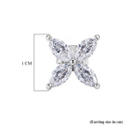 D'Joy - GRA Certified (D-VVS1) Moissanite Floral Earring with Push Back in Rhodium Overlay Sterling Silver 2.00 Ct._8613169_4