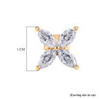 D'Joy - GRA Certified Moissanite Floral Earring with Push Back in Yellow Gold Plated Sterling Silver 2.00 Ct._8613170_4