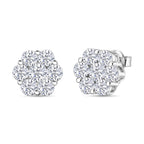 D'Joy - GRA Certified Moissanite Cluster Earring with Push Back in Rhodium Overlay Sterling Silver 2.50 Ct._8613172
