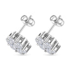 D'Joy - GRA Certified Moissanite Cluster Earring with Push Back in Rhodium Overlay Sterling Silver 2.50 Ct._8613172_3