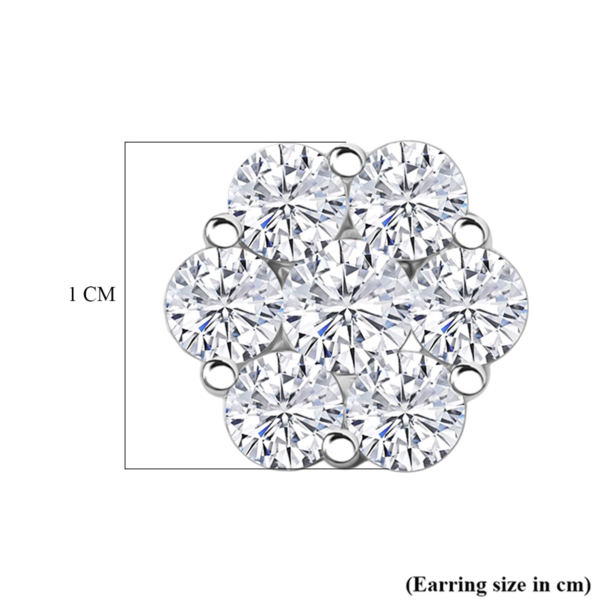 D'Joy - GRA Certified Moissanite Cluster Earring with Push Back in Rhodium Overlay Sterling Silver 2.50 Ct. 8613172 6