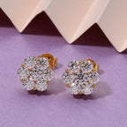 D'Joy - GRA Certified (D-VVS1) Moissanite Cluster Stud Earring with Push Back in Yellow Gold Plated Sterling Silver 2.50 Ct._8613173_2